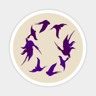 Swallows In Flight Stylized Silhouette Art Lilac Purple Magnet